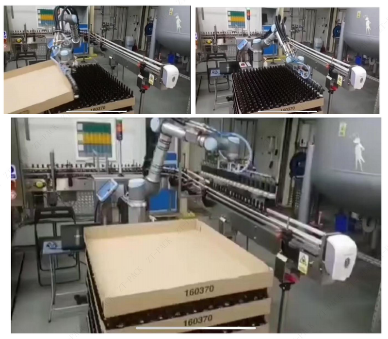 Empty bottles loading machine, bottle unscrambler, depalletizer, collaborative robot